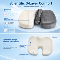 Coussin de siège ergonomique en mousse à mémoire de forme en U, soutien lombaire, soulagement des douleurs au coccyx, tricoté, épaissi, durable, pour bureau et voiture