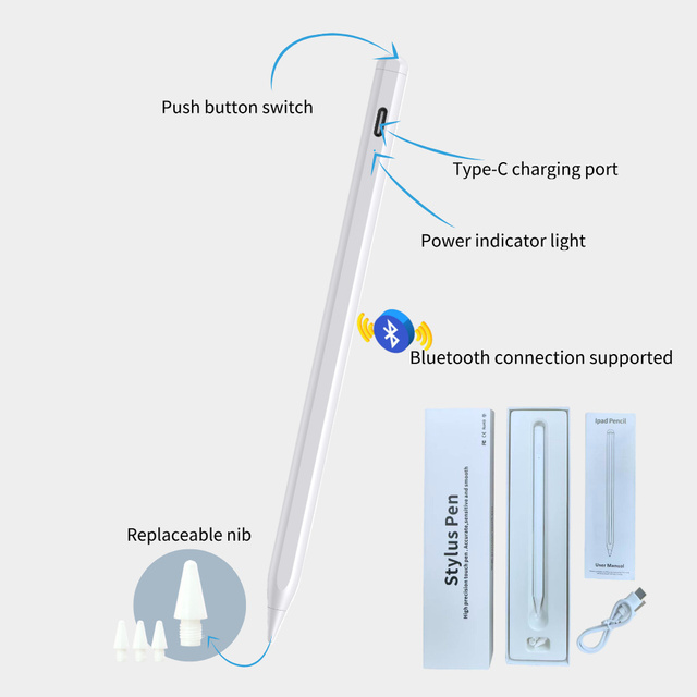 Custom features support Bluetooth connection 30min full charging Capacitive stylus Pencil for iPad 2018 and later