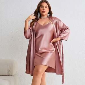 SFY-YH5011 XXL XXXL Ropa de Dormir de Verano, Vestido de Noche, Bata de Satén con Cordones, Pijama Informal para Mujer - Product Image 1