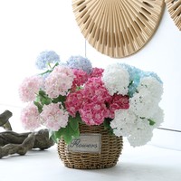 7-köpfige Schneeball-Simulations-Hortensie aus dichtem Plüschstoff, Seidenblumen im japanisch-koreanischen Stil für Heimdekoration, Realistische Anordnung