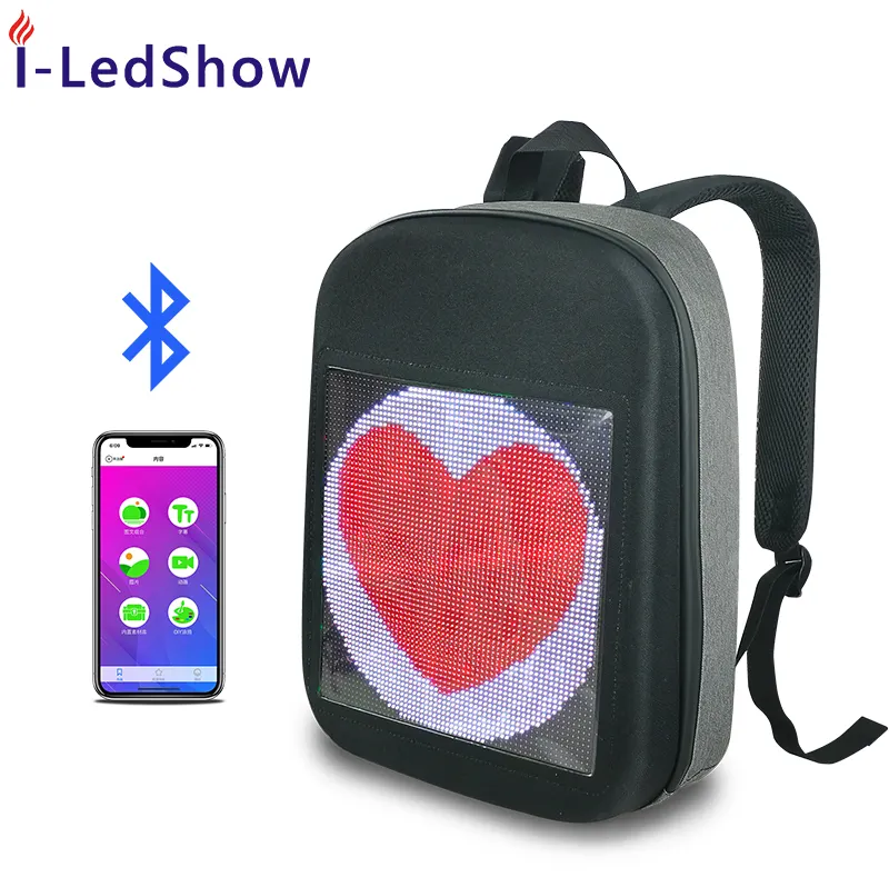 iledshow New arrival Best sales laptop bag waterproof smart led sign backpack bag led display