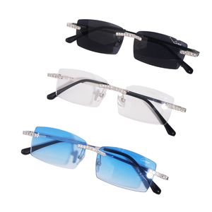 Lunettes unisexes style hip-hop populaire, serties de moissanite, personnalisées, en argent 925, moissanite VVS, monture dorée, verres miroir, livrées avec boîte - Product Image 4