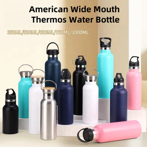 Bouteille isotherme en acier inoxydable 304 à double paroi avec logo <span class=keywords><strong>personnalisé</strong></span> et plusieurs couvercles, à large ouverture, avec poignée, pour cadeaux et voyages - Product Image 2