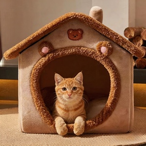Nid écologique pour petits animaux, <span class=keywords><strong>maison</strong></span> pour chat, lit chaud d'hiver pour chiens de petite et moyenne taille, détachable et lavable, coussin de couchage, vente en gros - Product Image 4