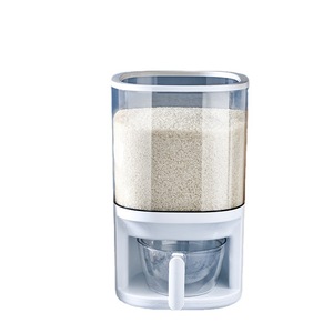 Airtight Cereal Dry Food Storage Container Plastic Clear Rice Storage Container Automatic With Drain Bowl 10kgs