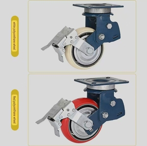 Rodízios Rígidos de Boa Qualidade com Trava, Rodas de PU com Mola de Alta Resistência e Amortecimento de Choque, Rodízios de 4, 5, 6 e 8 Polegadas - Product Image 5