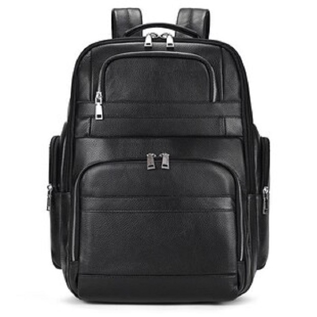 High Quality Vintage Style Brown Full Grain Leather Backpack Bag Men's Genuine Leather Laptop Backpack Zipper Closure Travel