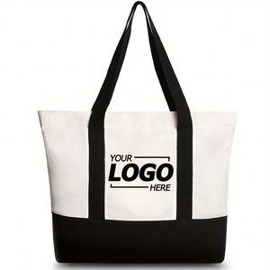 Bolsa de Playa de Lona Personalizada con Monograma para Mujer, Regalo con Iniciales Personalizadas para Salidas de Verano y Viajes - Product Image 1