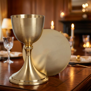 Calice à vin en laiton plaqué or, calice traditionnel pour la communion religieuse, calice pour l'Eucharistie pour l'autel de l'église - Product Image 2