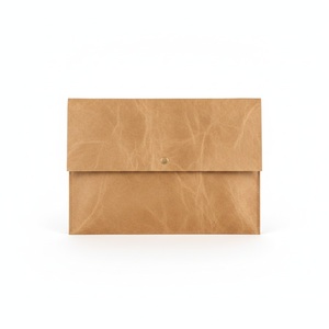 Washable Kraft Paper A4 Document Portfolio Leather Look Vegan Paper Snap Closure Custom Logo Conference Gift - Product Image 2