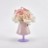 Arrangement floral artificiel réaliste moderne de 240 mm pour la décoration de la maison et du bureau, prêt à l'emploi, rose, hydrangea, calla, avec vase en verre
