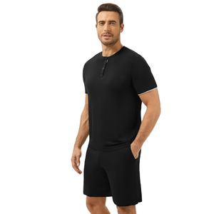 <b>Men's</b> <b>Pajama</b> Set Bamboo Viscose <b>Men's</b> <b>Pajama</b> Set Short Sleeve <b>Top</b> With Shorts 2 Piece Sleepwear Modal Breathable Loungewear - Product Image 1
