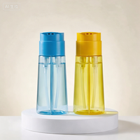 Vente directe usine – Bouteille PET double tube double pompe 200ml+200ml pour teinture capillaire et shampoing, emballage plastique noir sérigraphié avec bouchon à vis