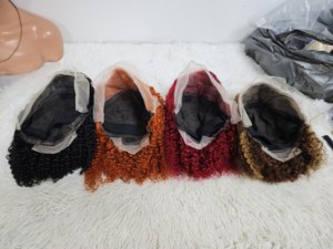 Promoción: Pelucas Bob Jerry Curly 13x4 de Cabello Humano con Encaje Frontal, de 10 a 16 Pulgadas, en Negro, 4/27, BUG, Color Ginger, Venta al Por Mayor - Product Image 2