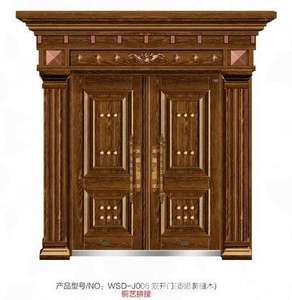 Puerta de acero de entrada de seguridad antirrobo de cobre y acero inoxidable de diseño de lujo moderno para entrada frontal de Villa y apartamento - Product Image 5