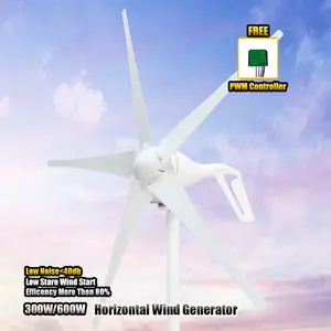 5 Bladen 600W 12V 24V Draagbare Thuis Kleine Wind Mill Wind Power Permanente Magneet Ac Hawt Wind turbine Generator Met Controller