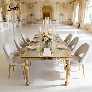 Luxurious Romantic & Elegant Modern Stainless Steel Hotel Furniture Outdoor Wedding/Banquet Dining <b>Table</b> and Chair Sets - Product Image 2