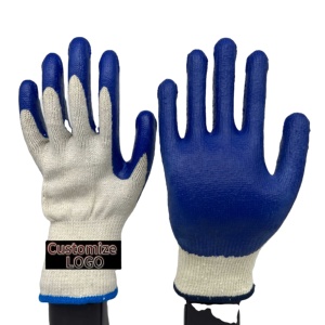 Durable Anti-Slip <strong>Latex</strong> Knitted <strong>Gloves</strong> with <strong>Latex</strong> Crinkle Palm Coating CE Certified Customizable for Personal Care Use - Product Image 1