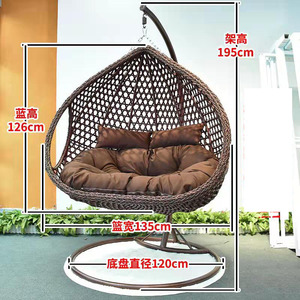 Silla Colgante de Mimbre de Ratán para Adultos, con Estructura de Acero, en Forma de Huevo, para Jardín, Patio, con Cojín, Cama Columpio para Bebés - Product Image 6