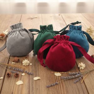 Gourd-shaped Eco-Friendly Velvet Cloth Bag <b>Ribbon</b> Pull-String Ring 8x10cm Durable Packaging for Earring Gift Jewelry Accessories - Product Image 1