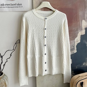 Cardigan en tricot torsadé pour femme, taille unique, style décontracté, style japonais et coréen - Product Image 2