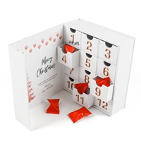 Calendrier de l'Avent de Noël 12 Jours, Boîte Personnalisable avec Logo, Matériaux Recyclés, Doublure en Éponge pour Cosmétiques, Bijoux, Cadeaux