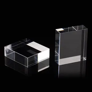 Custom Optical Glass K9 Crystal Sapphire Crystal Square Block Light Guide Prism For Beauty Industry