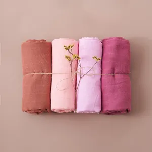 Manufacturer Wholesale baby knit blanket baby muslin blankets 2 Layers Gauze infant Warm Swaddling Wrap with Screen Print