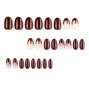 Faux ongles courts en PMMA, forme amande, dégradé rouge vin effet goutte de sang, fins et flexibles, ambiance Halloween, vente en gros - Product Image 2