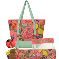 Organisateur de voyage pratique en toile durable, spacieux, portable, avec pochette de rangement, à motif western, style Mahjong américain contemporain