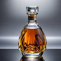Carafe en verre de luxe personnalisée 200ml 375ml 500ml, bouteille de vin vide en verre plat cristallin pour whisky, vodka, rhum