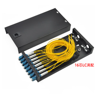 Liu baja hitam dingin digulung SC FC 8-Core Panel Patch serat optik terpasang di dinding/tipe meja untuk peralatan serat jaringan FTTH FTTX