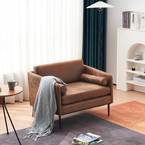 97*71*74cm 1,5 Assentos Hot Stamping Pano Cadeira envolvente com Travesseiro Indoor Circle <span class=keywords><strong>Chair</strong></span> Marrom escuro - Product Image 6