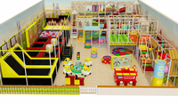Parc de trampolines écologique de qualité supérieure avec structure de niveau château, piscine à balles, tunnel arc-en-ciel, toboggan rouge, aire de jeux intérieure commerciale