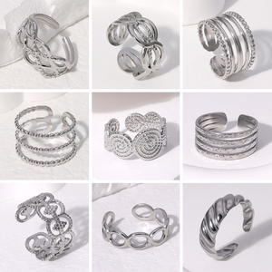 Favorite Unique <strong>Wavy</strong> Cloud Stainless Steel Party Open <strong>Rings</strong> for Women Gifts - Product Image 5