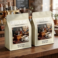 Sac d'emballage pour café personnalisé de 250 g, sac en aluminium alimentaire à fond plat, sac d'emballage anti-humidité pour poudre de matcha