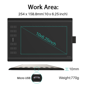 Tablette graphique à stylet <span class=keywords><strong>Huion</strong></span> H1060P universelle pour le dessin artistique 3D, 8192 niveaux de pression - Product Image 2