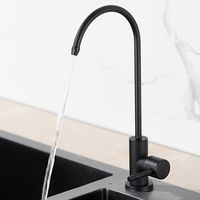 Robinet de filtration d'eau potable noir SUS304 avec entrée de 1/4 et 1/2 pouce pour évier de cuisine, fabrication sur mesure OEM