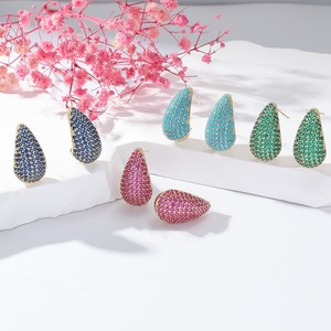 Boucles d'oreilles en forme de goutte d'eau pour femmes, en alliage de cuivre, micro-inserts, forme de goutte d'eau, cadeau, occasion, bijoux à la mode - Product Image 1