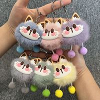 Porte-clés en peluche pompon avec oreilles de chat porte-bonheur, créatif et mignon, pour la décoration de sac à dos, breloques pour sac, cadeaux
