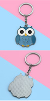 Nouveau porte-clés en alliage en forme de hibou de dessin animé avec impression UV et finition à la colle chaude - Porte-clés cadeau créatif