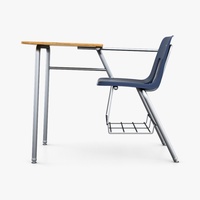 Chaise d'étudiant avec tablette d'écriture, chaise de classe avec tablette et panier à livres pour l'université, le collège et la formation
