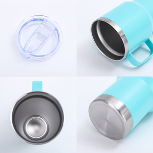 Insulated 20oz Stainless Steel Travel Mug with Lid Handle Double Wall Vacuum Coffee <b>Cup</b> Custom Logo <b>Reusable</b> for Home Office Use - Product Image 4