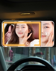 Le plus récent 3 couleurs réglable LED luminosité éclairée voiture maquillage visière loupe 1X 3X <span class=keywords><strong>miroir</strong></span> éclairé miroirs de voiture intelligents - Product Image 2