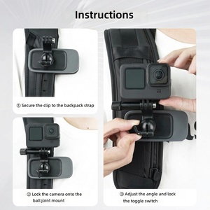 Clip universel pour <span class=keywords><strong>sac</strong></span> à <span class=keywords><strong>dos</strong></span>, directement de l'usine, 360 °   <span class=keywords><strong>Support</strong></span> de caméra d'action réglable pour <span class=keywords><strong>GoPro</strong></span> DJI Insta360, <span class=keywords><strong>support</strong></span> à dégagement rapide - Product Image 2