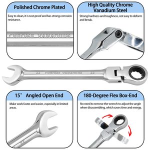 Llave de Trinquete Flexible FQ de 12 mm, 12 Puntas, 72 Dientes, Métrica, Grado Industrial OEM, Superficie Espejo, Garantía de 3 Años, 91 Nm de Torque - Product Image 5