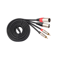 Kabel Audio Aux OFC Berlapis Emas 2RCA Male ke 2XLR Male 1m 1.8m 3m 5m Terproteksi untuk Amplifier Mixer Speaker