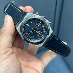 Classic Heritage Aesthetic Blue Dial Chrono Orange Hands Night Light High Accuracy <b>Automatic</b> Mechanical Waterproof Wristwatch - Product Image 1