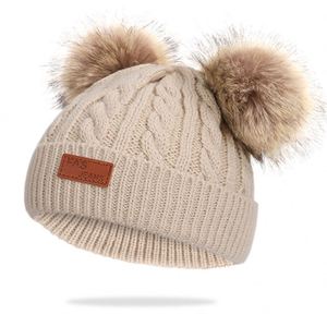 Cappello Invernale Caldo in Lana <span class=keywords><strong>per</strong></span> Bambini e Bambine, Berretto <span class=keywords><strong>per</strong></span> Neonati e Bambini Piccoli con Doppio Pompon, Cappello in Puro Cotone Lavorato a Maglia <span class=keywords><strong>per</strong></span> Bambini - Product Image 3