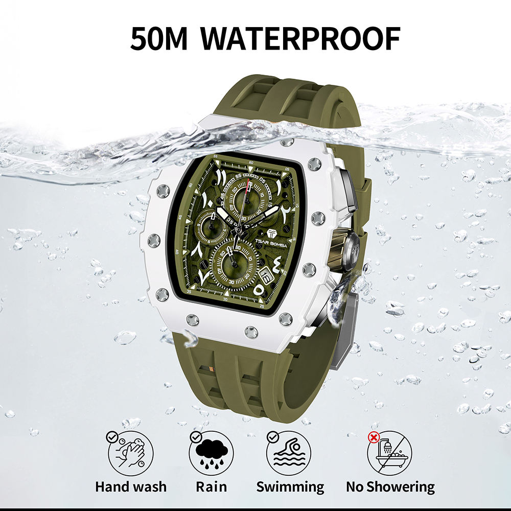 TSAR BOMBA TB-8204 Men's Fashion Quartz Watch – 43mm Analog Dial